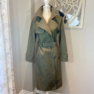 Banana Republic Olive Green Long Length Trench Coat Size M NWOT